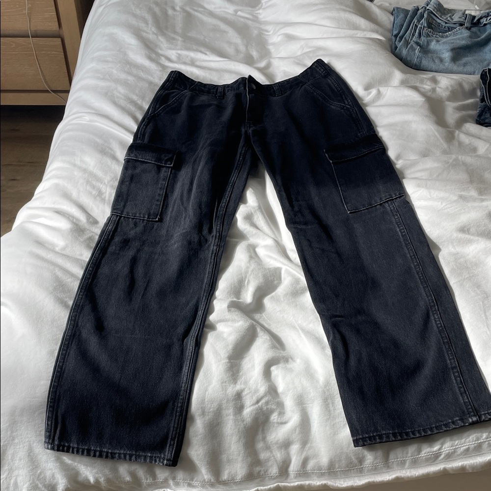 Denim Forum Black Cargo Jeans